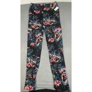 Jurassic Park Pajama Pants Adult Medium Black AOP Floral Dinosaurs Drawstring